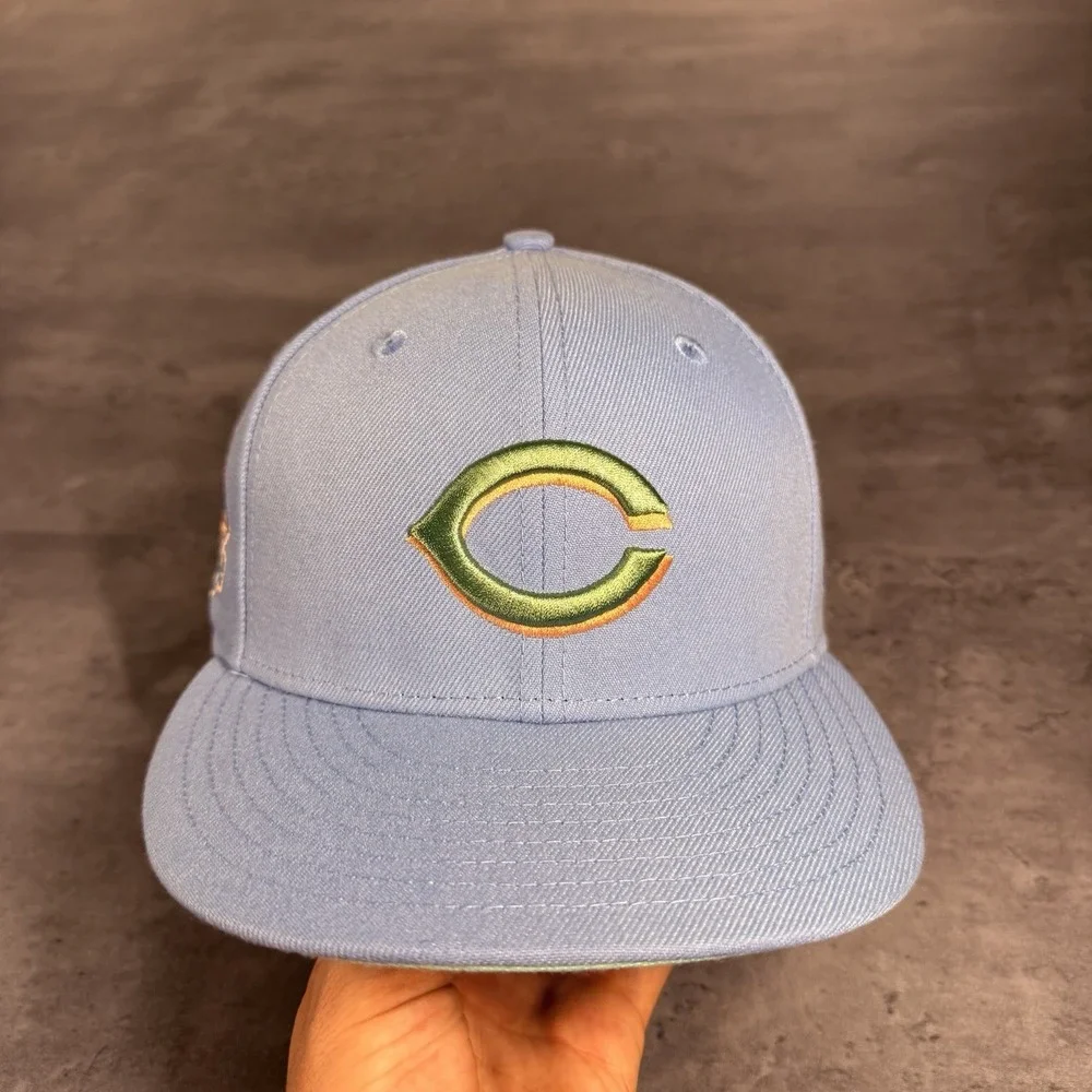 Hat Club Cincinnati Reds New Era‎ Cap 7 1/8 Riverfront Stadium Blue Green Peach